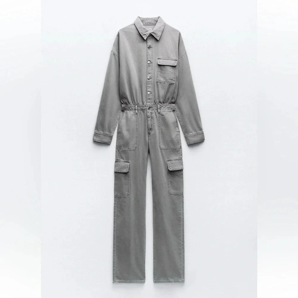 ZARA TRF WASHED EFFECT DENIM JUMPSUIT - Picture 4 of 8